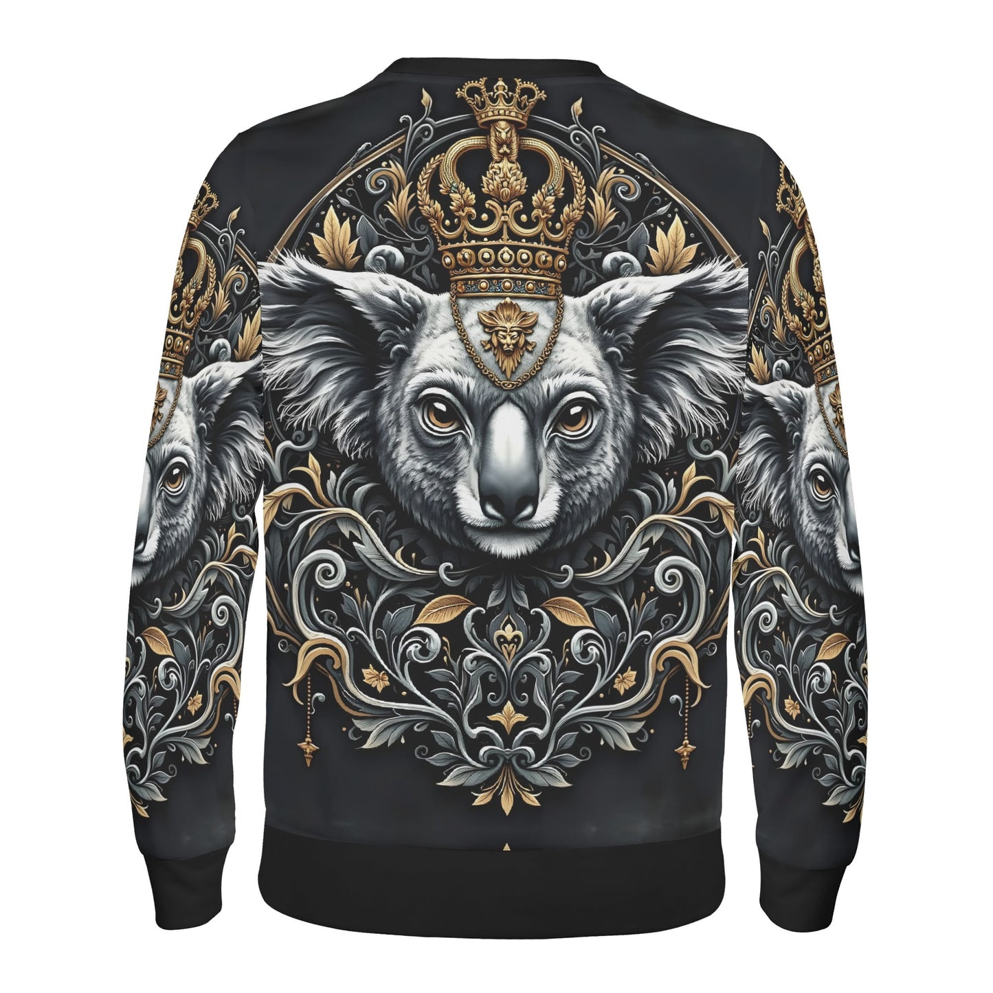 Unisex sweatshirt with Koala Royalty Limited Edition Poly French Terry Sweatshirt crowned koala and gold filigree back