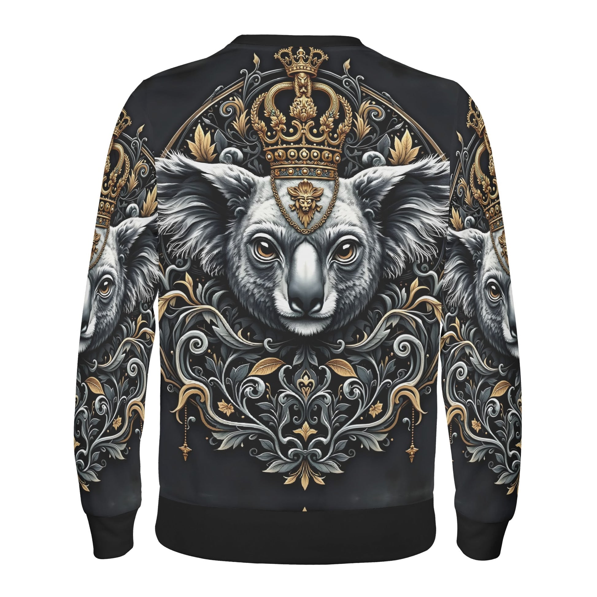 Unisex sweatshirt with Koala Royalty Limited Edition Poly French Terry Sweatshirt crowned koala and gold filigree back