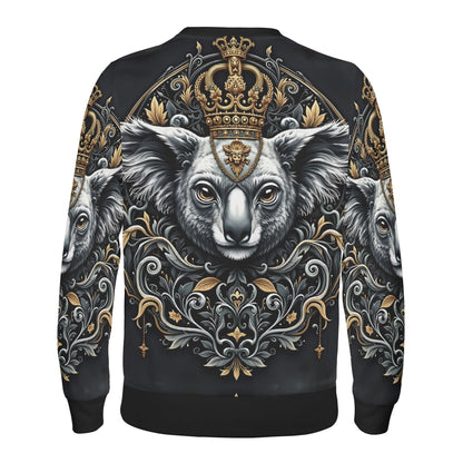 Unisex sweatshirt with Koala Royalty Limited Edition Poly French Terry Sweatshirt crowned koala and gold filigree back