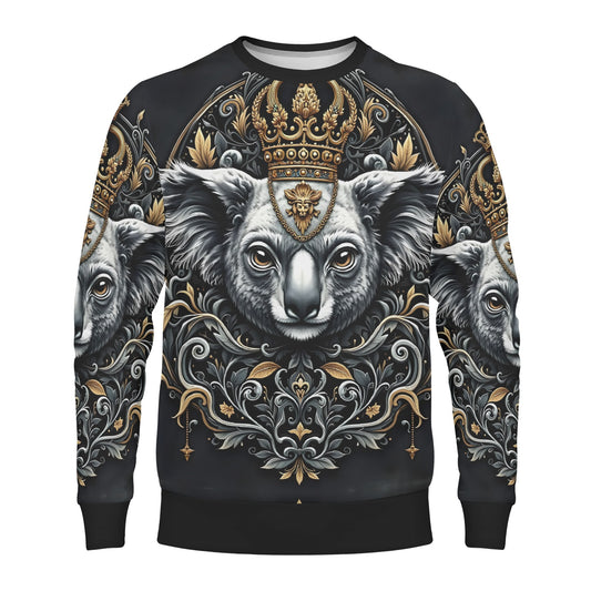 Koala Royalty Limited Edition Poly French Terry Sweatshirt unisex sweater black baroque koala with gold crown by Loud and Lethal