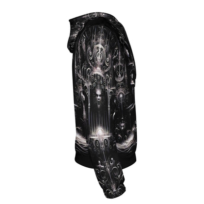 Labyrinth of Souls Cotton Terry Hoodie by Loud and Lethal with intricate dark fantasy design