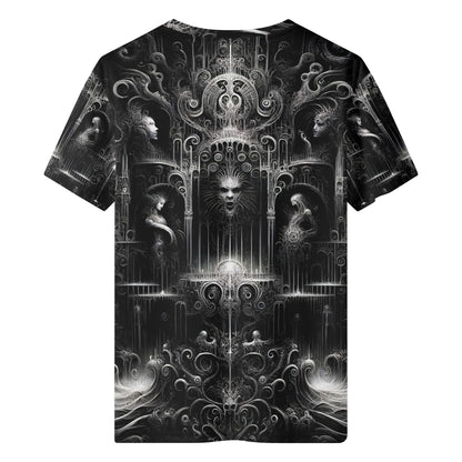 Labyrinth of Souls Lycra T-Shirt by Loud and Lethal with intricate dark fantasy unisex design
