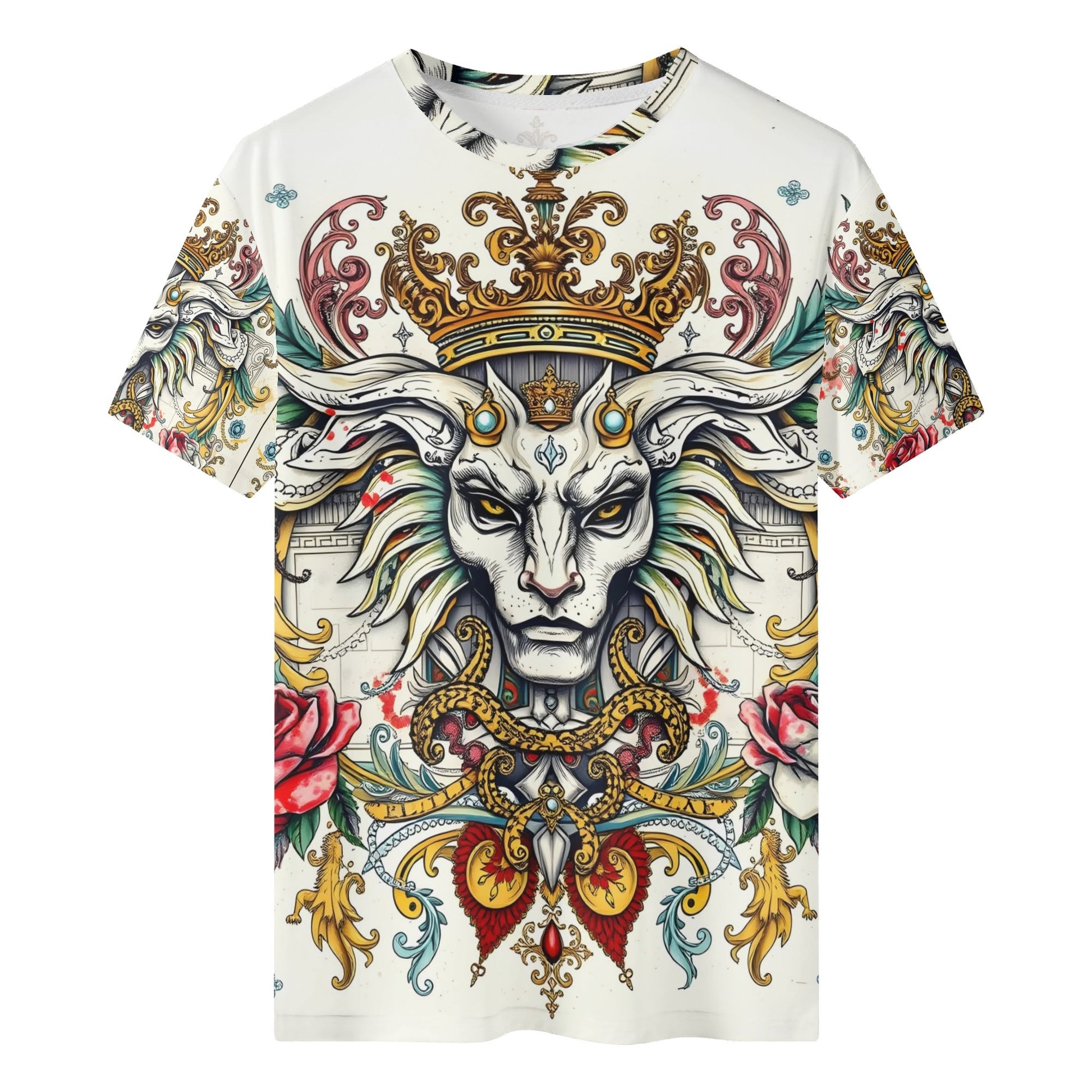 Mystical Majesty Lycra T-Shirt Loud & Lethal Limited Edition. Unisex tee with crowned goat face and baroque floral print