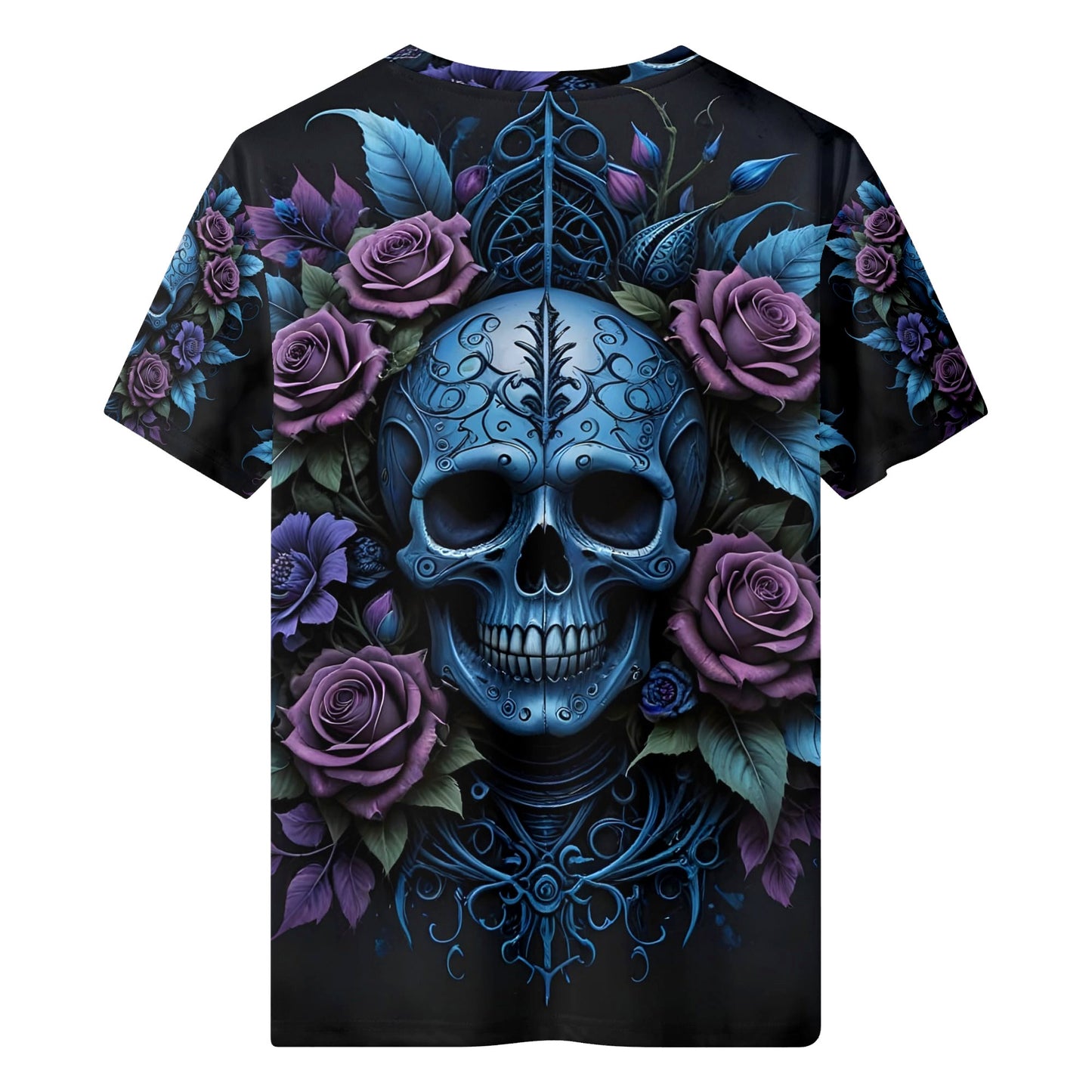 Lush Decay 100 Cotton T-Shirt by Loud and Lethal featuring dark skull and purple rose design