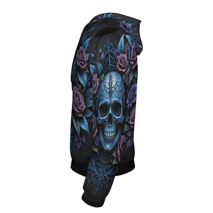 Lush Decay Poly French Terry hoodie by Loud and Lethal with detailed skull and purple rose design