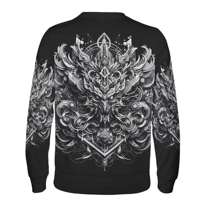 Beast in Motion Poly French Terry Sweatshirt unisex black sweater featuring detailed white beast graphic on back and sleeves