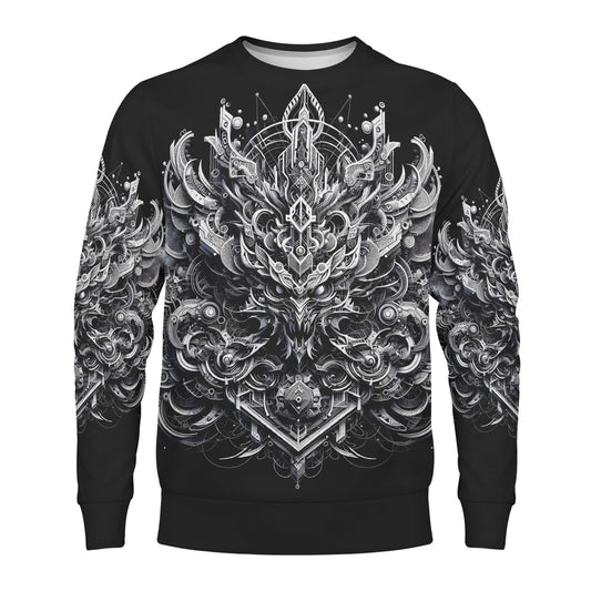 Loud and Lethal unisex Beast in Motion Poly French Terry Sweatshirt black with intricate symmetrical beast mandala graphic