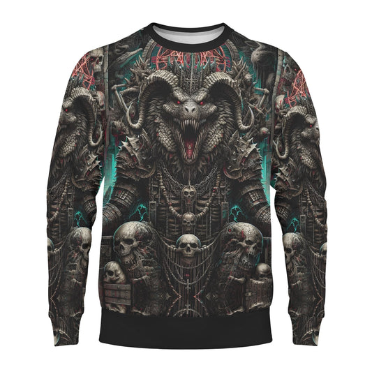 Loud and Lethal Mythical Monsters Ammit Cotton Terry Sweatshirt unisex dark ram skulls gothic full print sweater