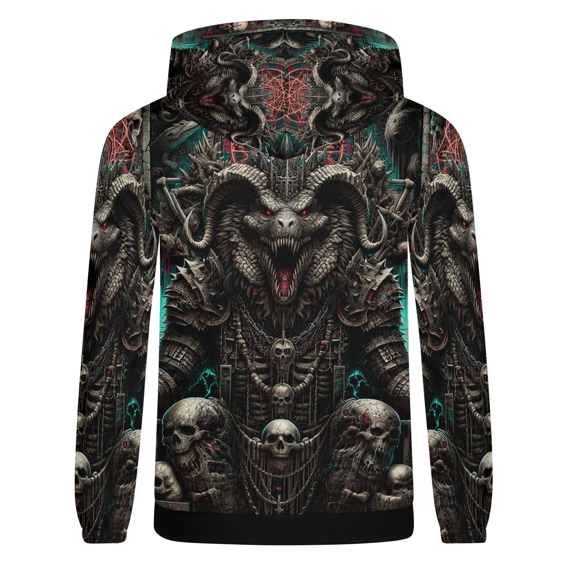 Mythical Monsters Ammit Poly French Terry Hoodie with dark fantasy creature design and skulls on back