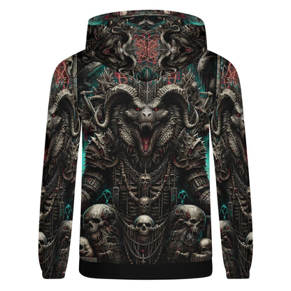 Mythical Monsters Ammit Poly French Terry Hoodie with dark fantasy creature design and skulls on back