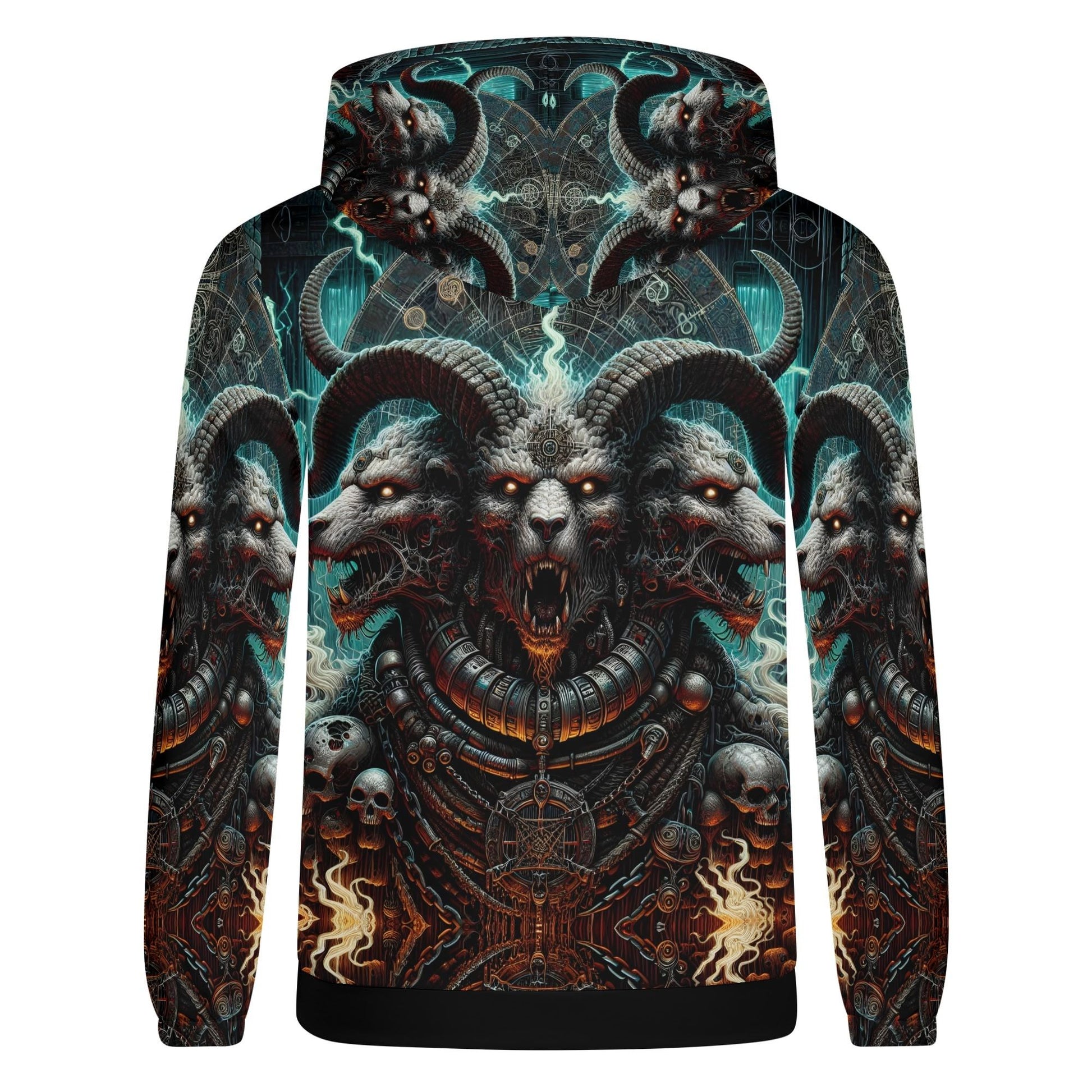 Mythical Monsters Cerberus Poly French Terry Hoodie by Loud and Lethal with detailed three-headed beast design