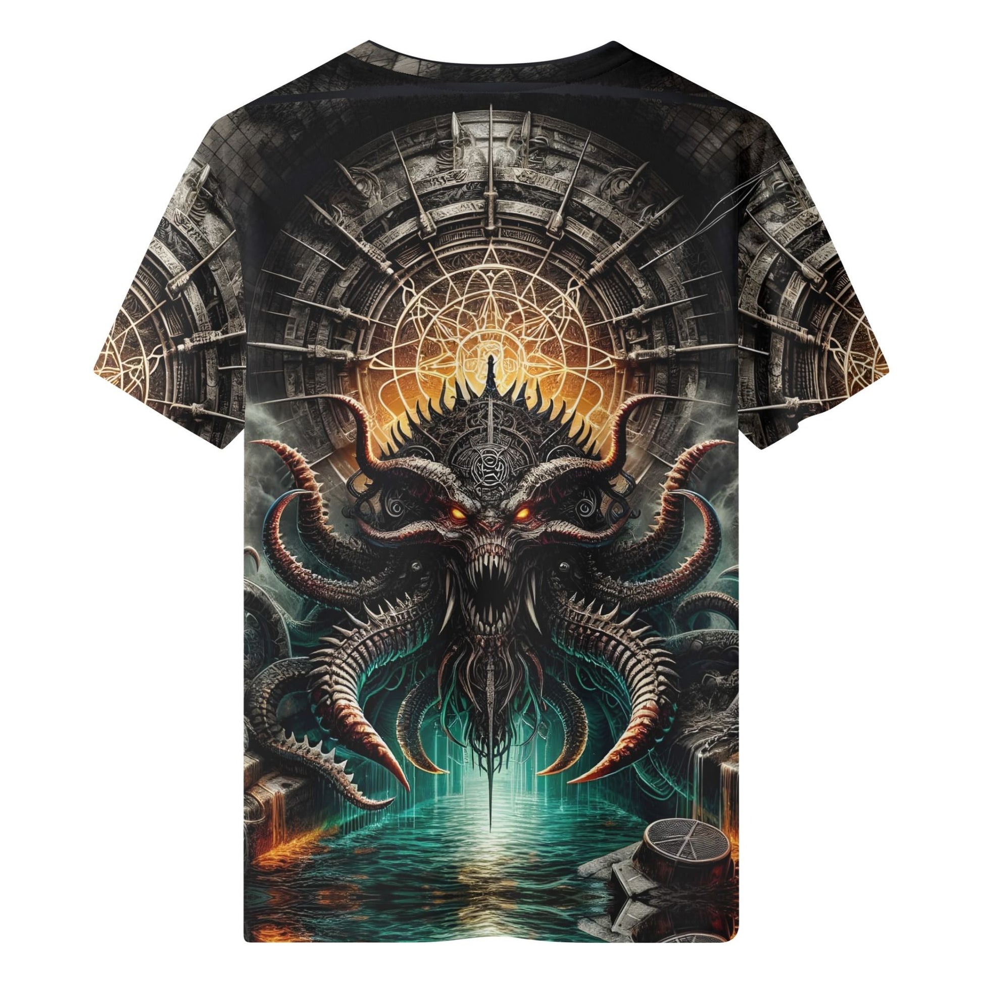Mythical Monsters Kraken Organic Cotton T-Shirt featuring detailed Kraken sea monster design in dark fantasy style