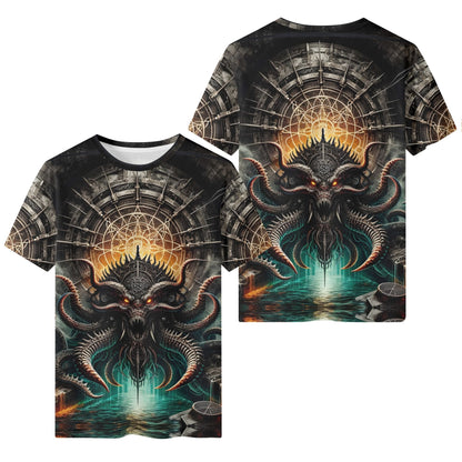 Mythical Monsters Kraken Organic Cotton T-Shirt by Loud and Lethal featuring detailed kraken design