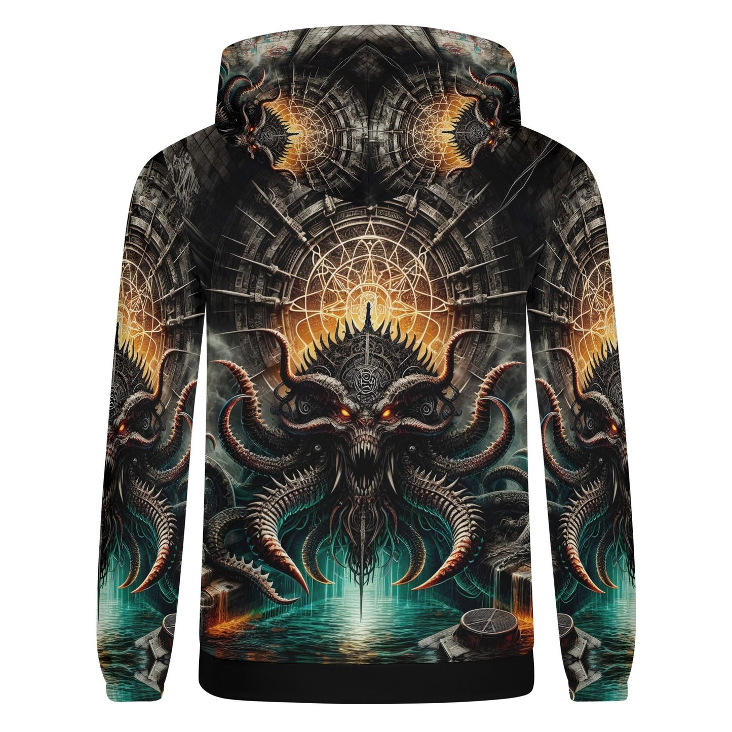 Mythical Monsters Kraken Poly French Terry Hoodie with detailed kraken artwork in dark tones by Loud and Lethal