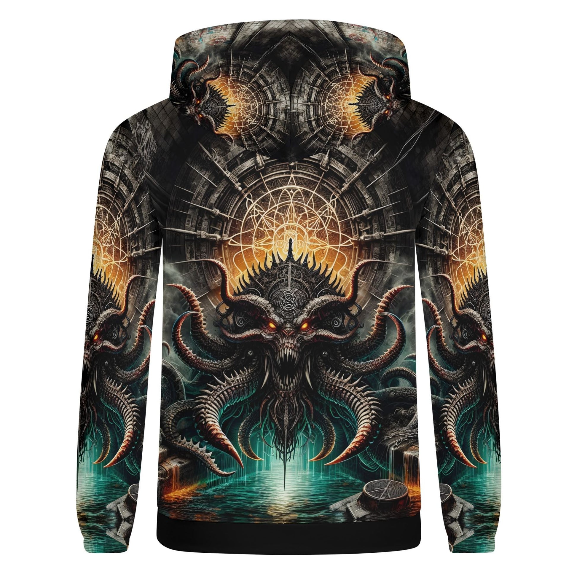 Mythical Monsters Kraken Poly French Terry Hoodie with detailed kraken artwork in dark tones by Loud and Lethal