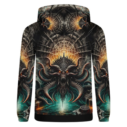 Mythical Monsters Kraken Poly French Terry Hoodie with detailed kraken artwork in dark tones by Loud and Lethal