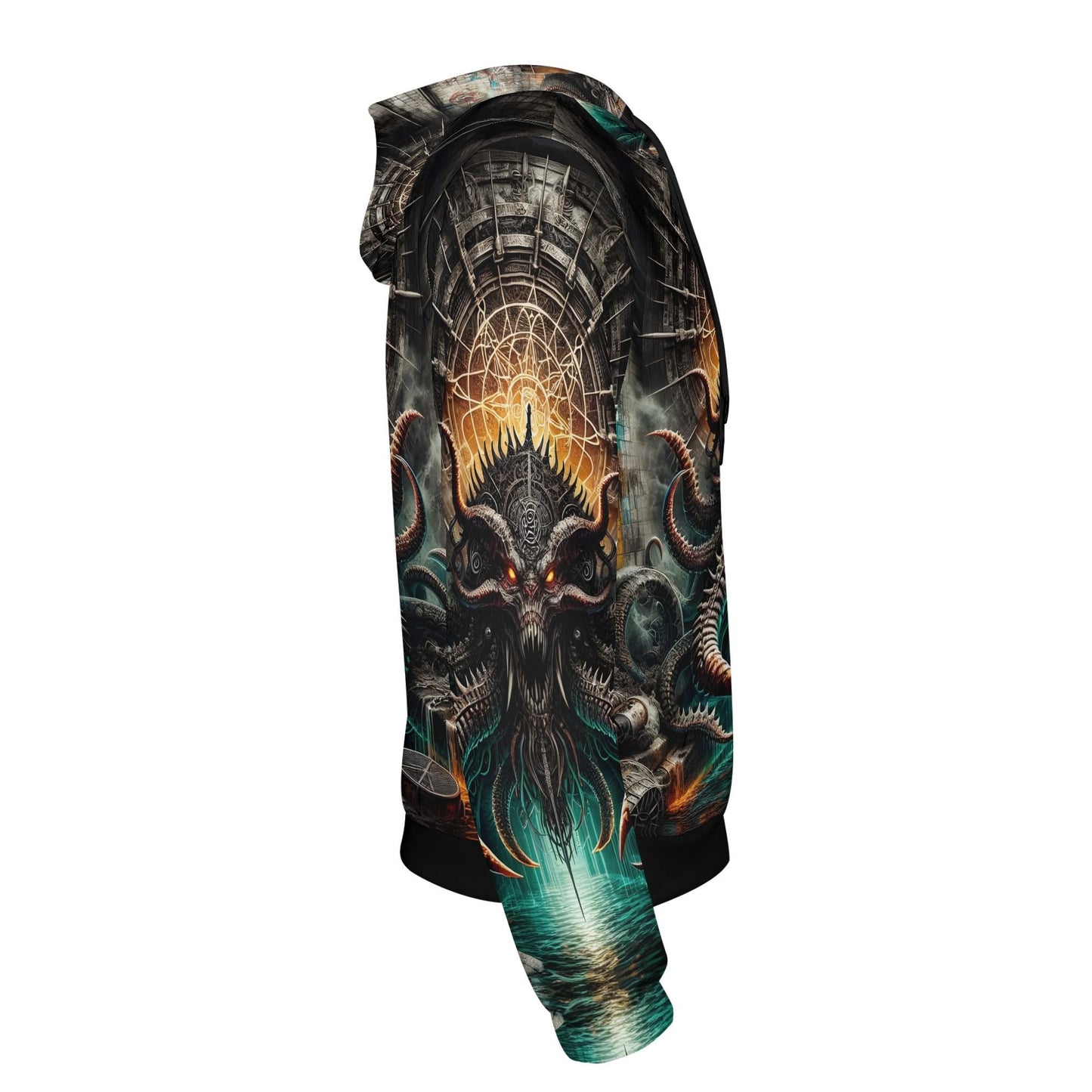 Loud and Lethal Mythical Monsters Kraken Poly French Terry Hoodie with detailed octopus and underwater design