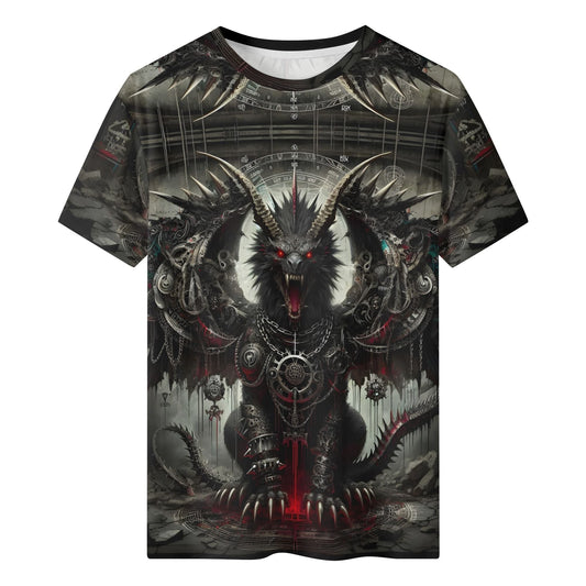 Unisex Mythical Monsters Manticore Organic Cotton T-Shirt by Loud and Lethal with dark fantasy design
