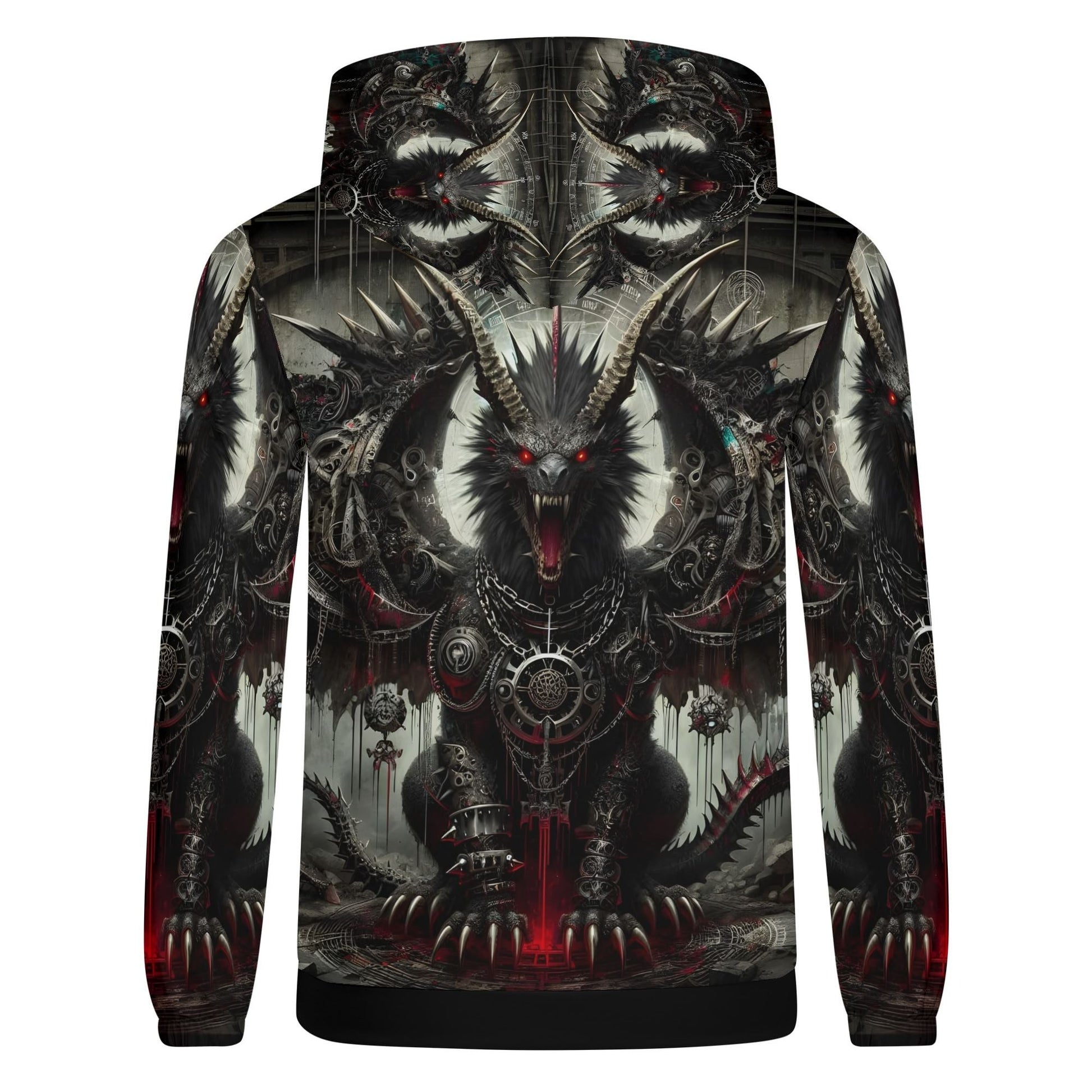 Mythical Monsters Manticore Poly French Terry Hoodie by Loud and Lethal with dark fantasy monster design