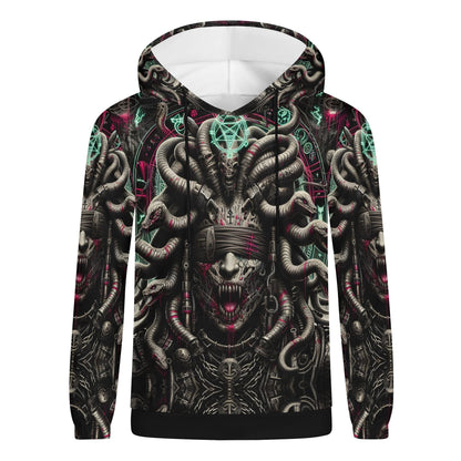 Mythical Monsters Medusa Poly French Terry Hoodie with detailed dark mythical Medusa design