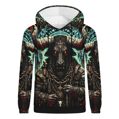 Mythical Monsters Minotaur Poly French Terry Hoodie with detailed dark fantasy minotaur design