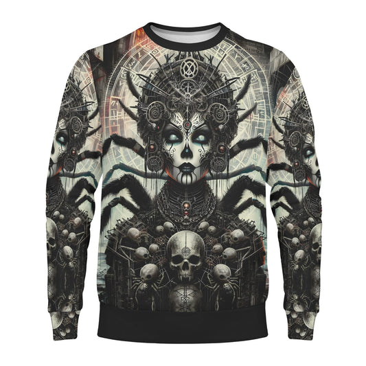 Mythical Monsters Arachne Poly French Terry Sweatshirt unisex Loud and Lethal spider goddess skull gothic allover print sweater