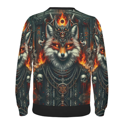 Loud and Lethal Mythical Monsters Kitsune Poly French Terry Sweatshirt unisex with fiery crowned fox skulls chains gothic print