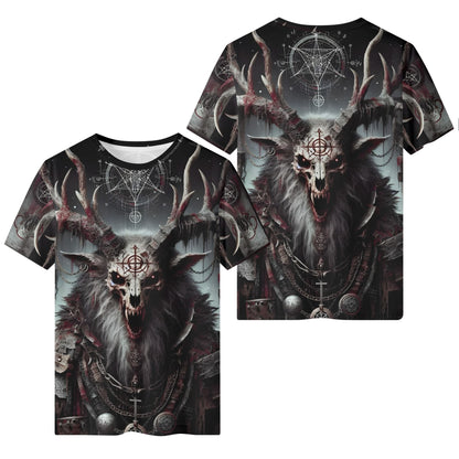 Mythical Monsters Wendigo Lycra T-Shirt with dark eerie Wendigo design and mystical symbols