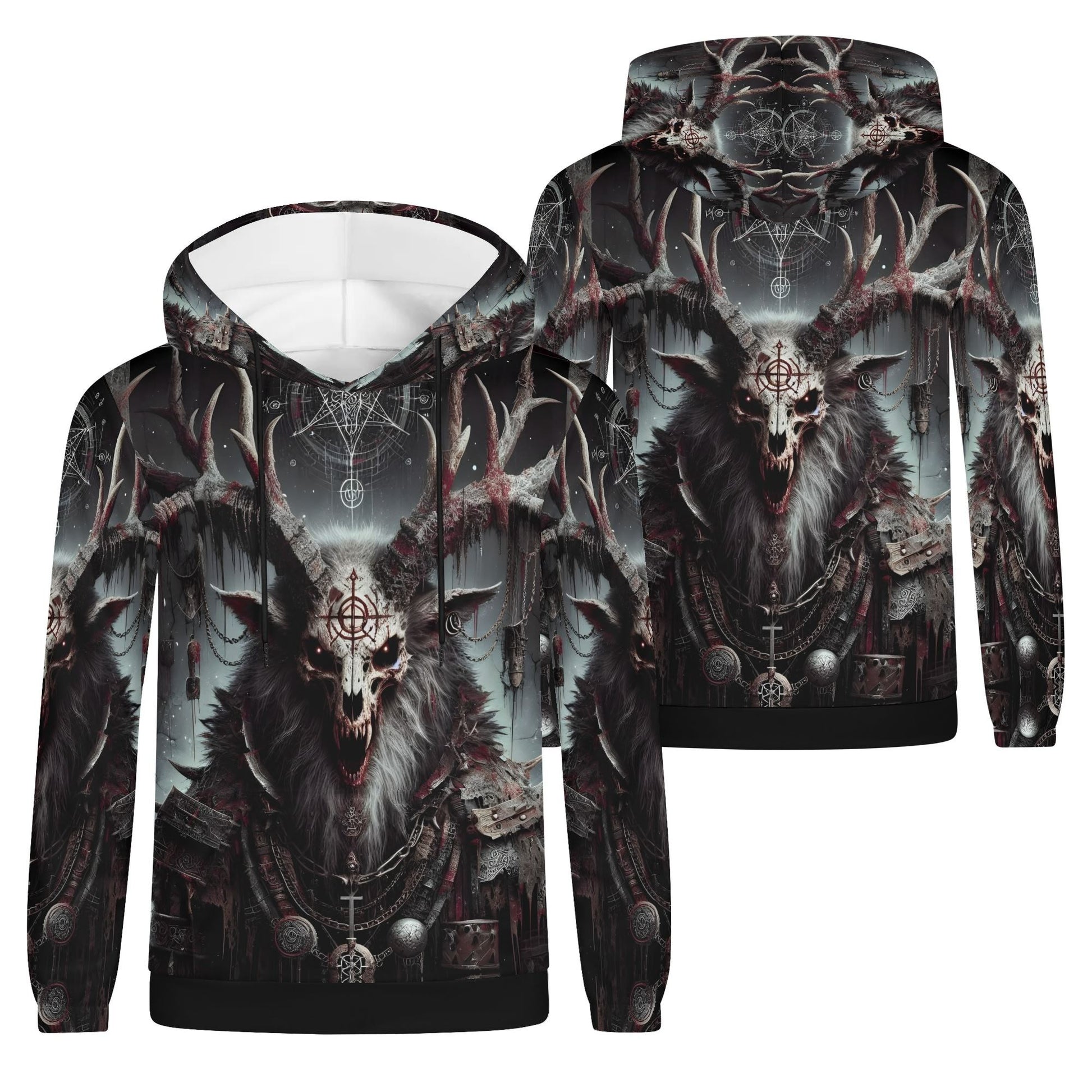 Mythical Monsters Wendigo Poly French Terry Hoodie with dark eerie Wendigo design and detailed artwork