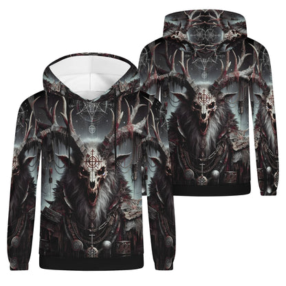 Mythical Monsters Wendigo Poly French Terry Hoodie with dark eerie Wendigo design and detailed artwork