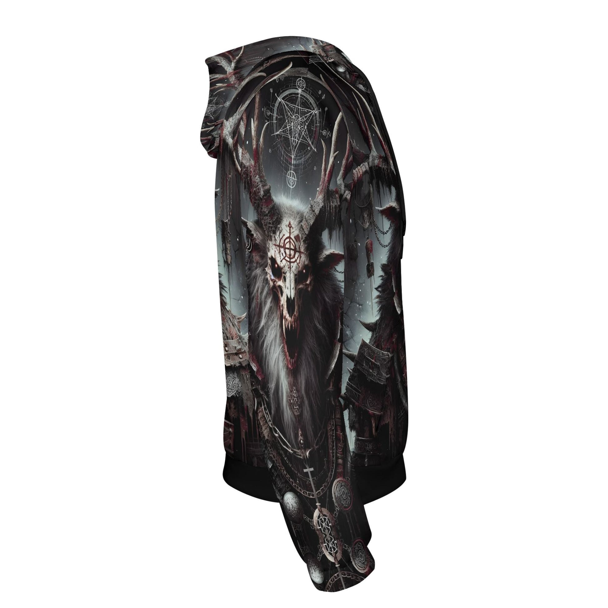 Loud and Lethal Mythical Monsters Wendigo Poly French Terry Hoodie featuring dark fantasy creature design