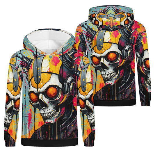 Neon Reaper Poly French Terry hoodie by Loud and Lethal with vibrant skull and robotic design