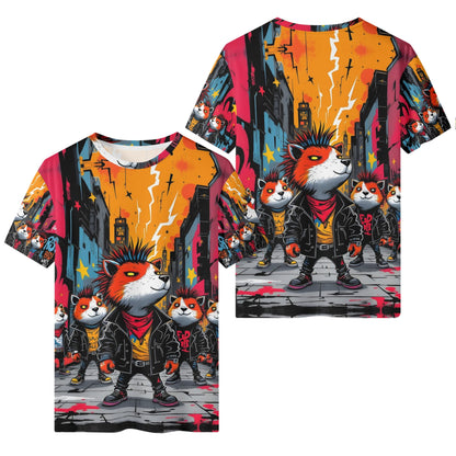 Punk Street Legends Organic Cotton Kids T-Shirt with colorful graffiti fox design by Loud and Lethal