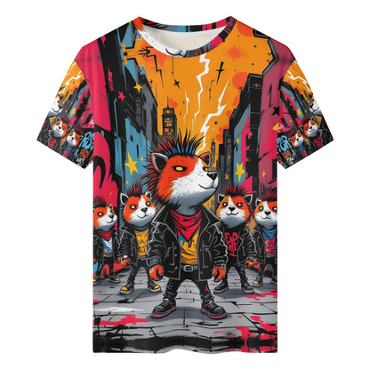 Colorful Punk Street Legends Organic Cotton Kids T-Shirt with edgy cartoon dog design