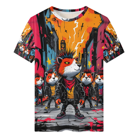 Colorful Punk Street Legends Organic Cotton Kids T-Shirt with edgy cartoon dog design