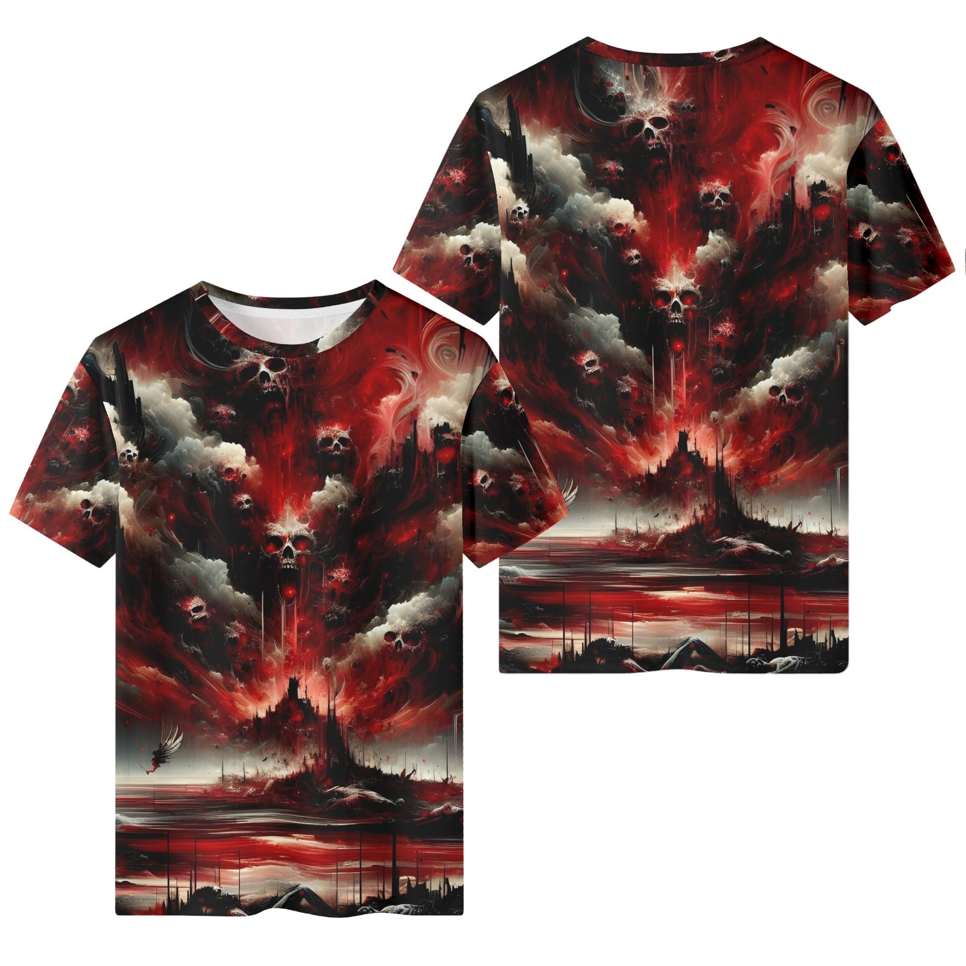 Loud and Lethal Raining Blood 100 Cotton T-Shirt with dark red and black skull design