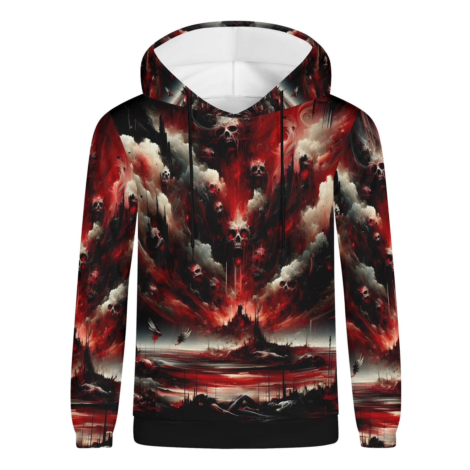 Raining Blood Cotton Terry hoodie by Loud and Lethal featuring dark red and black skull design