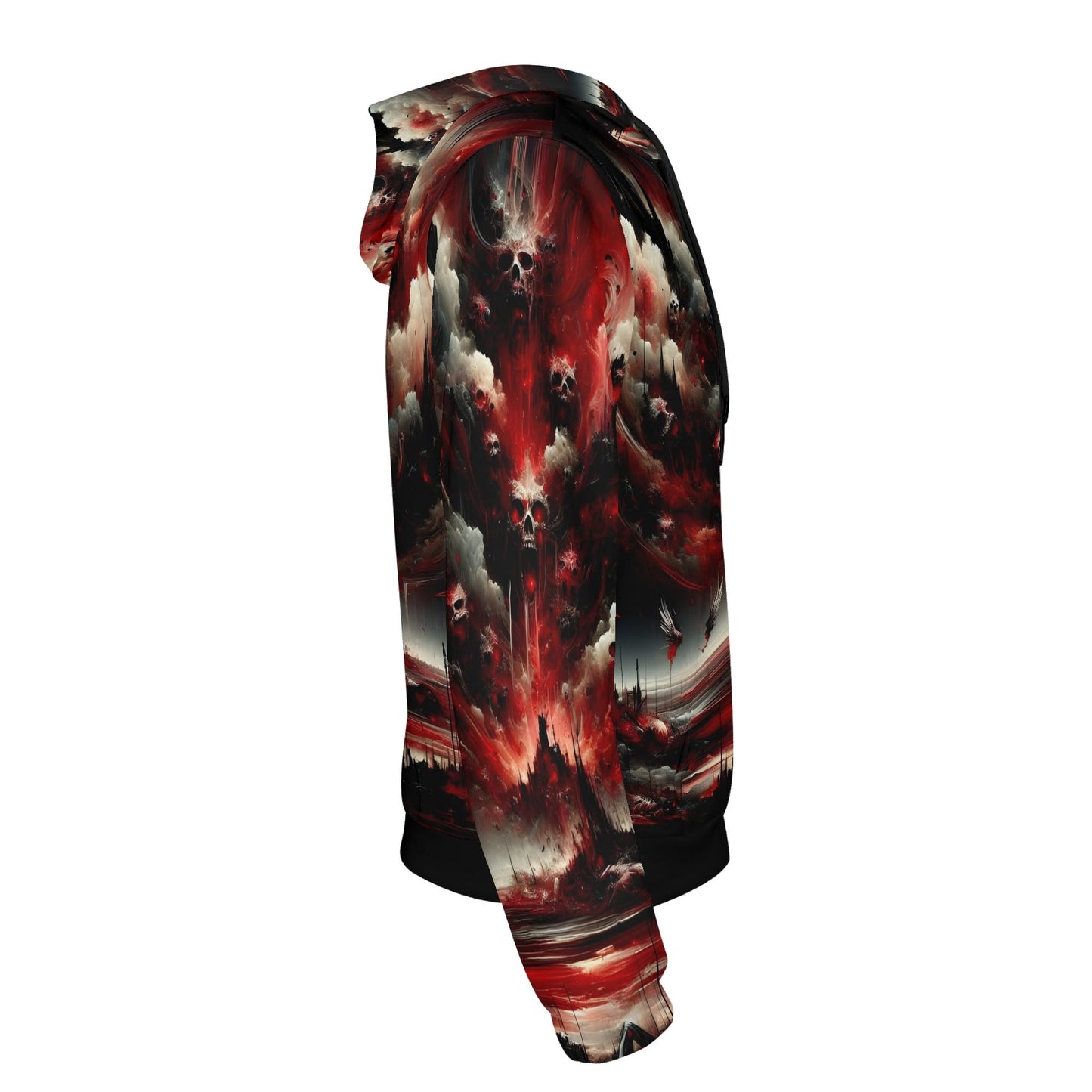 Loud and Lethal Raining Blood Cotton Terry hoodie with dark red skull artwork on black background