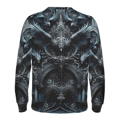 Loud and Lethal Gothic Flight Poly French Terry Sweatshirt unisex back print ornate raven wings