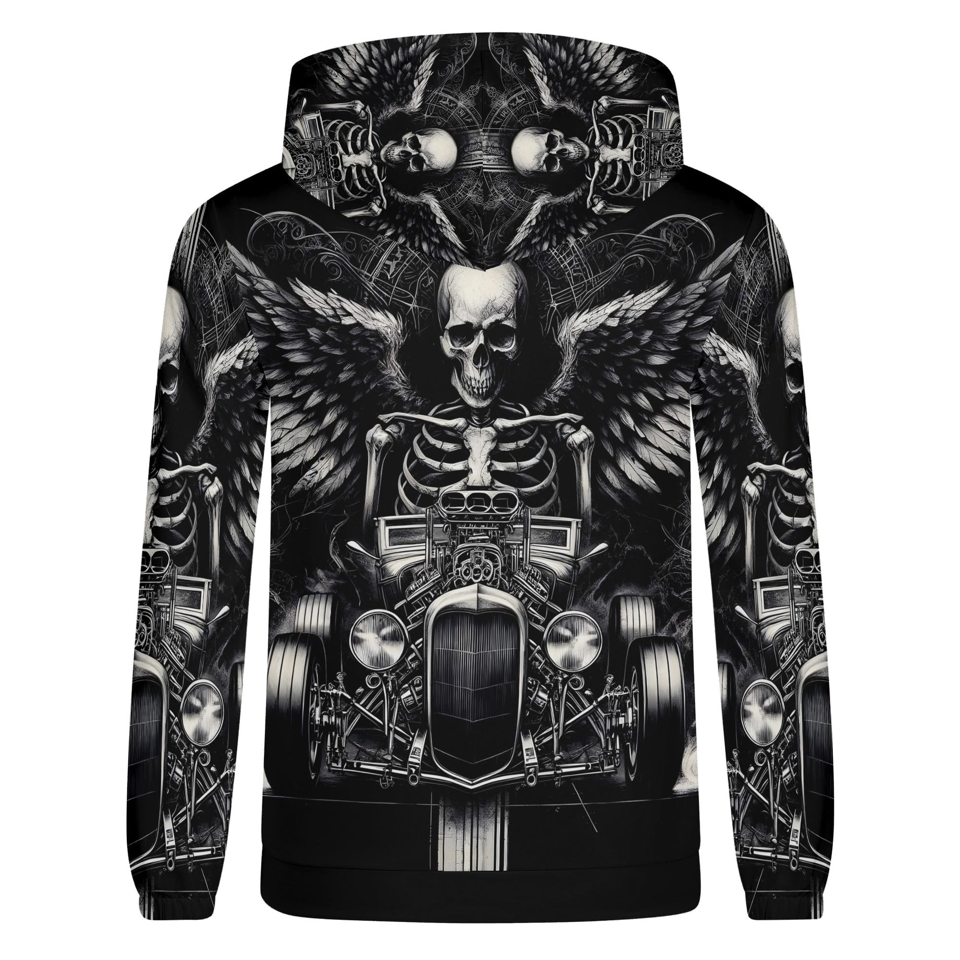 Reapers Hot Rod Cotton Terry hoodie by Loud and Lethal featuring a skeleton with wings driving a hot rod design