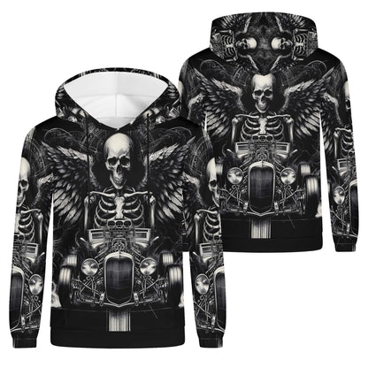 Reapers Hot Rod Cotton Terry hoodie with black and white skull and wings graphic design