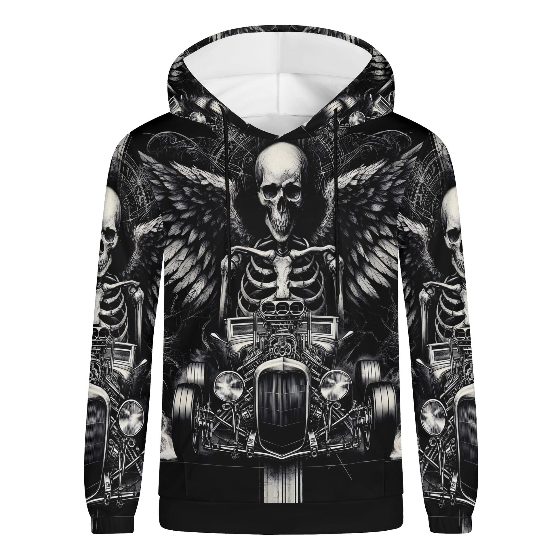 Reapers Hot Rod Cotton Terry hoodie featuring a skeleton driving a hot rod with wings graphic