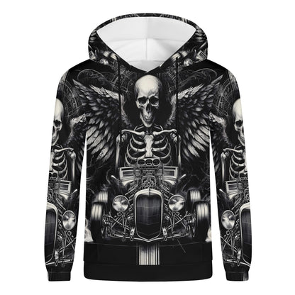 Reapers Hot Rod Cotton Terry hoodie featuring a skeleton driving a hot rod with wings graphic