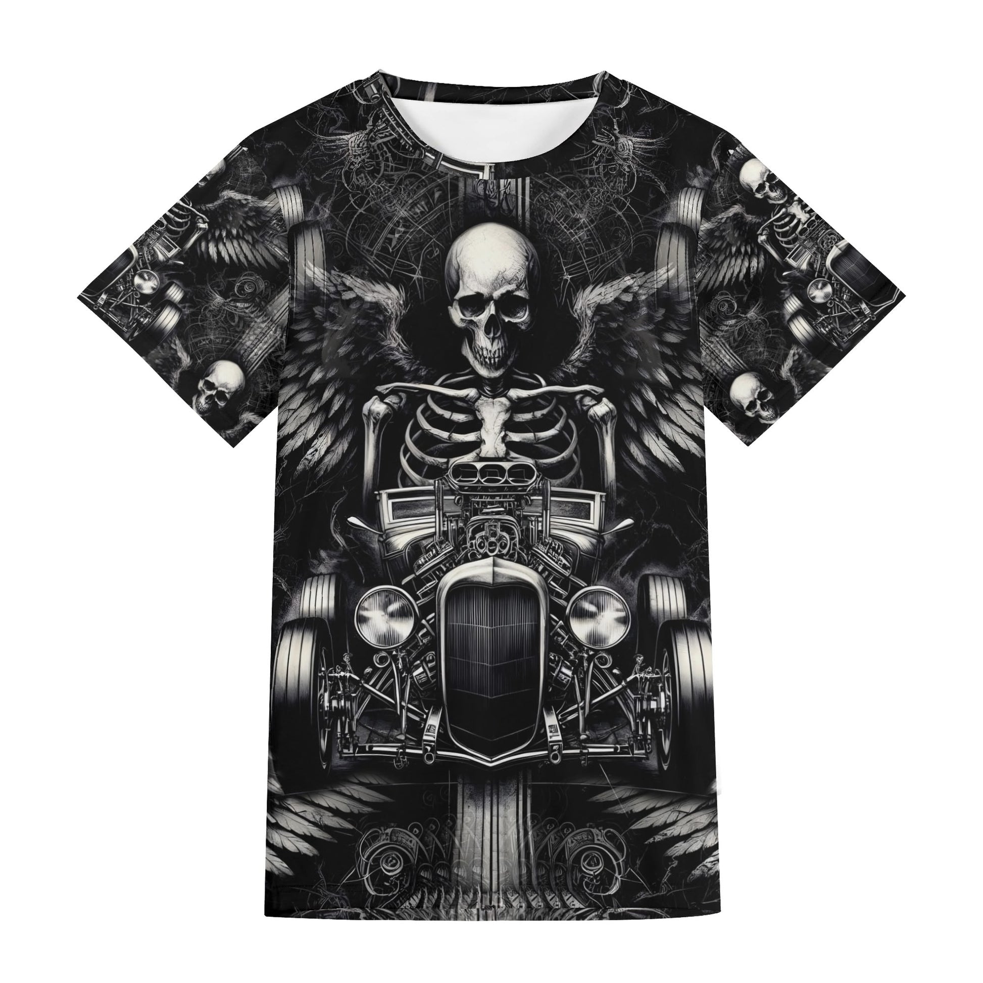 Loud and Lethal Reapers Hot Rod Lycra T-Shirt with skeleton and hot rod car graphic design
