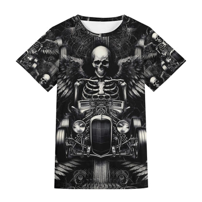 Loud and Lethal Reapers Hot Rod Lycra T-Shirt with skeleton and hot rod car graphic design