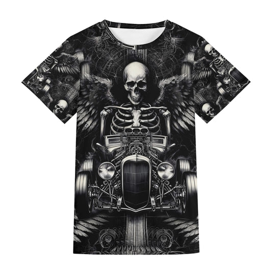 Loud and Lethal Reapers Hot Rod Lycra T-Shirt with skeleton and hot rod car graphic design