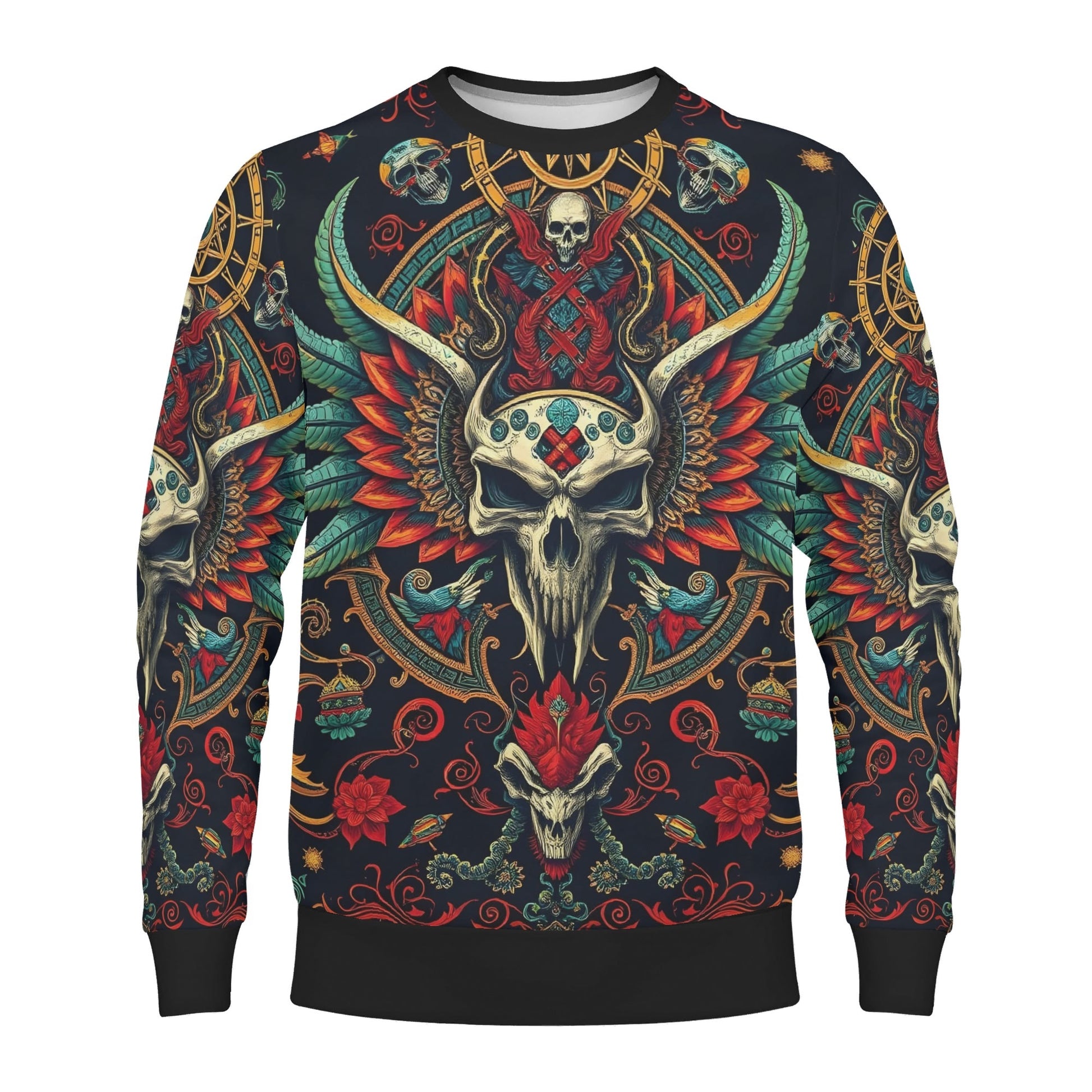Flourish of Rebellion Limited Edition Poly French Terry Sweatshirt by Loud and Lethal unisex skull floral design