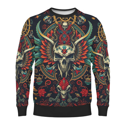Flourish of Rebellion Limited Edition Poly French Terry Sweatshirt by Loud and Lethal unisex skull floral design
