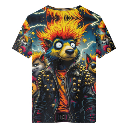 Rebel Pack Organic Cotton Kids T-Shirt by Loud and Lethal featuring colorful punk animal print with fiery hair and studded leather jacket