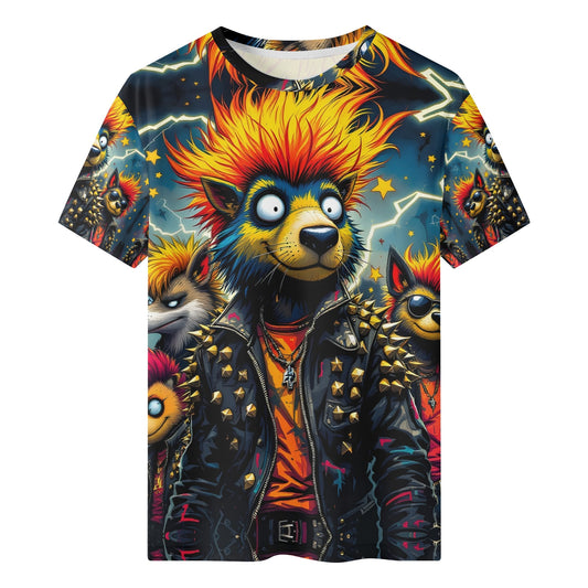 Loud and Lethal Rebel Pack Organic Cotton Kids T-Shirt featuring colorful punk animal characters with spiked jackets